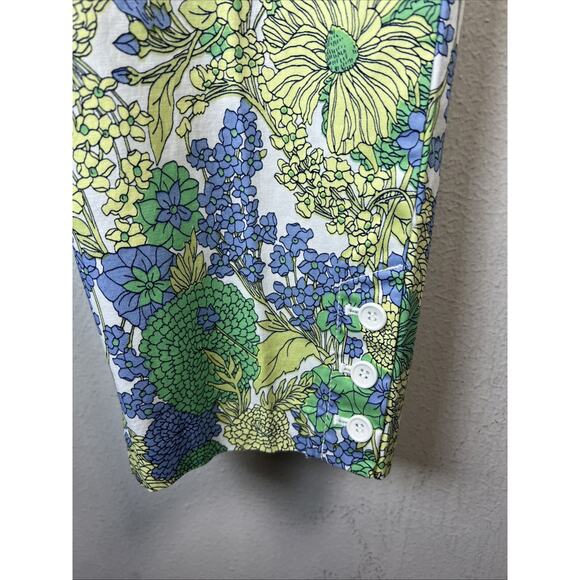 Talbots Perfect Crop Pants size 16 Green Blue Yellow Floral Print Capri NWT - Picture 4 of 12